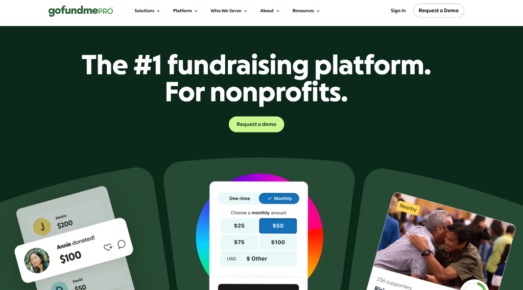 GoFundMe Pro website